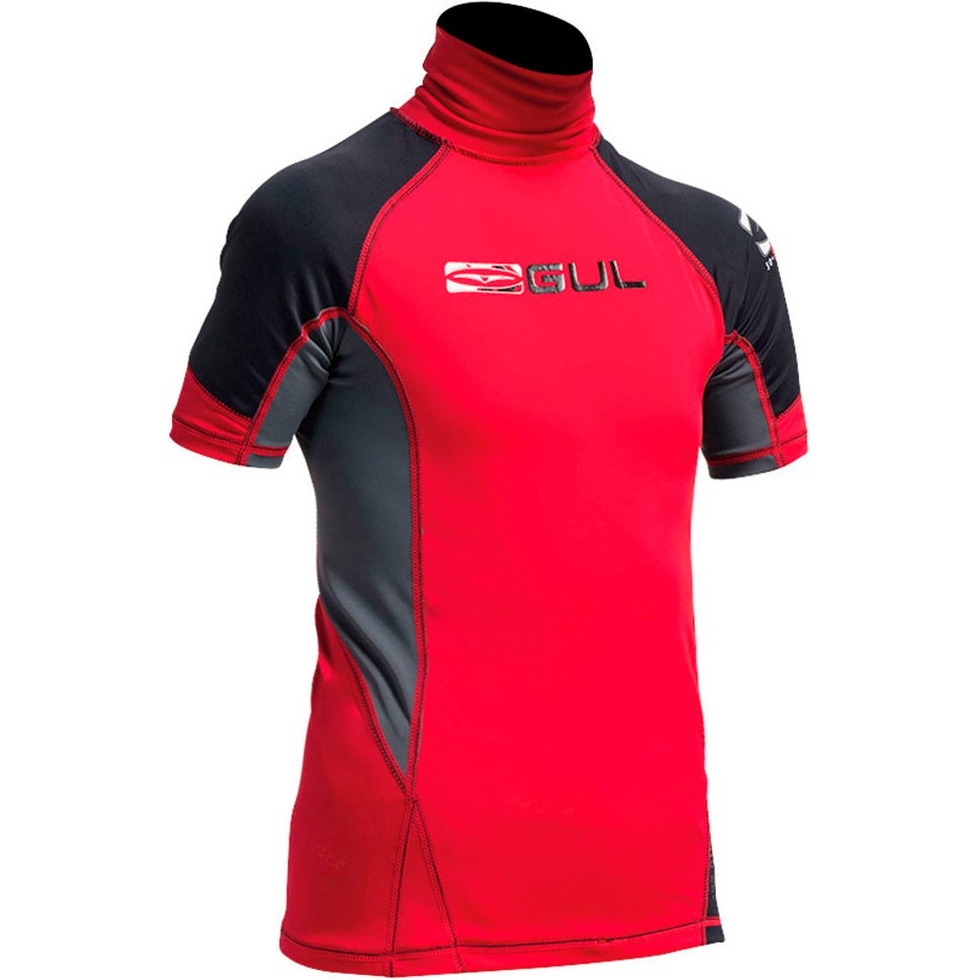 Gul Junior Korte Mouw Rash Vest In Rood / Zwart Rg0341-a9