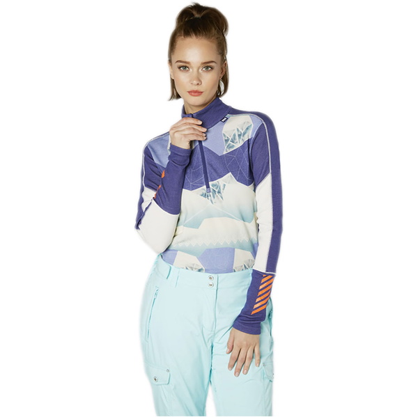 2018 Helly Hansen Dames HH Lifa 1/2 Zip Merino Crewvoet laag Lavendel 48343