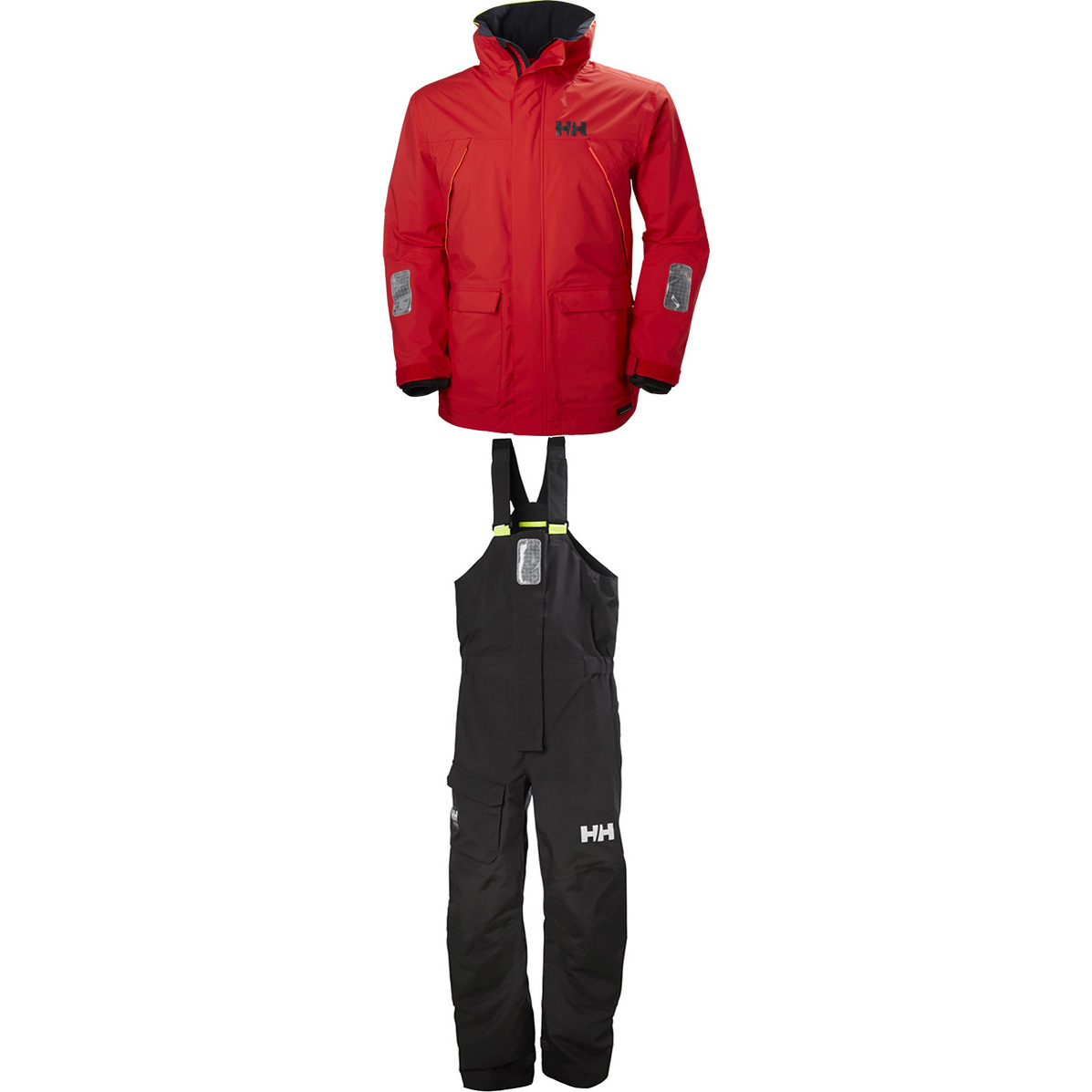 2019 Helly Hansen Pier Coastal Jacket 33872 & Broek 33900 Combi Set In Alert Rood / Ebbenhout