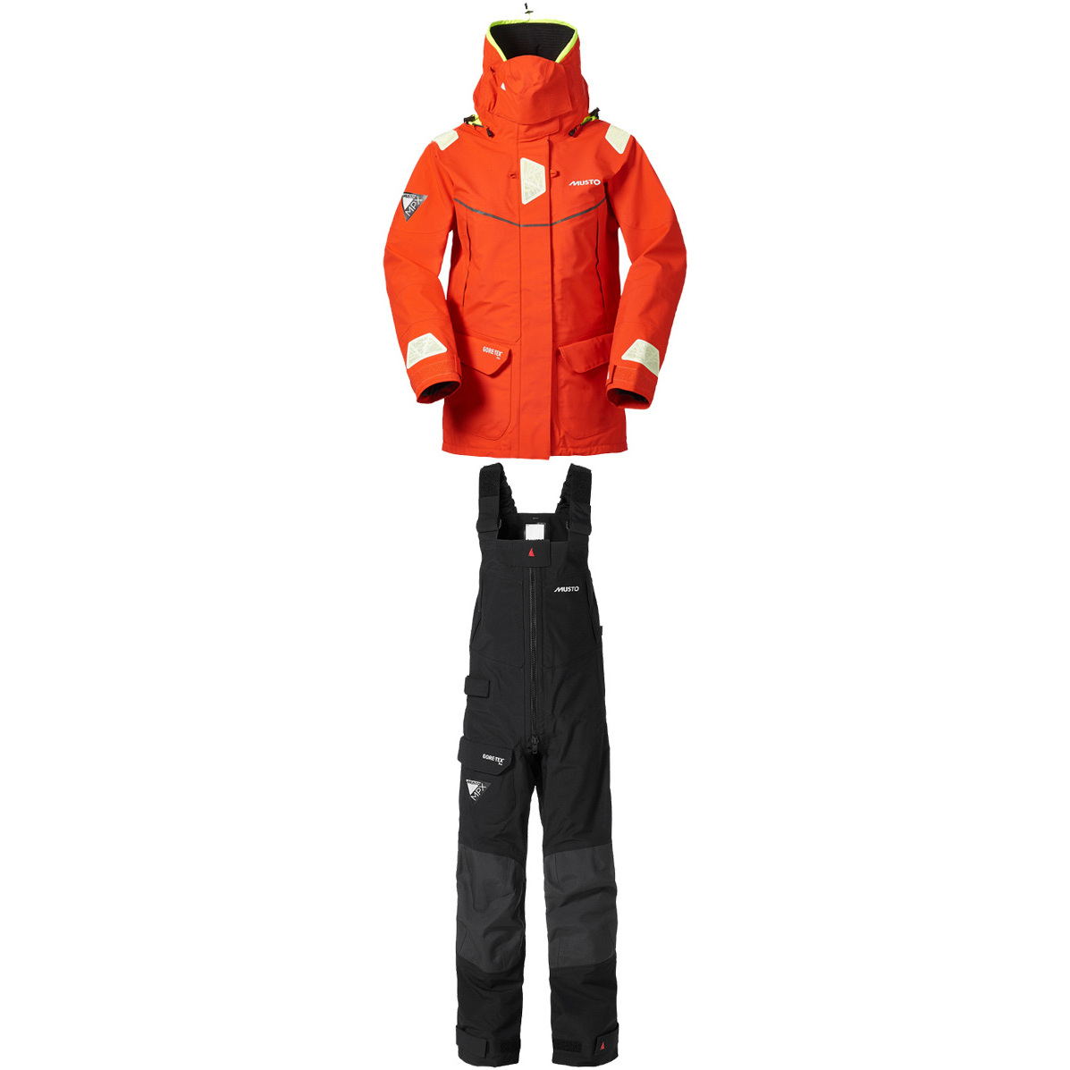 Musto dames MPX Goretex offshorebroek SM151W3 & broeken SM1520 combiset FIRE ORANGE / ZWART