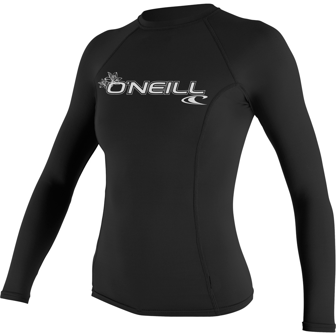 2026 O'Neill Womens Basic Skins Long Sleeve Crew Rash Vest 3549 - Black