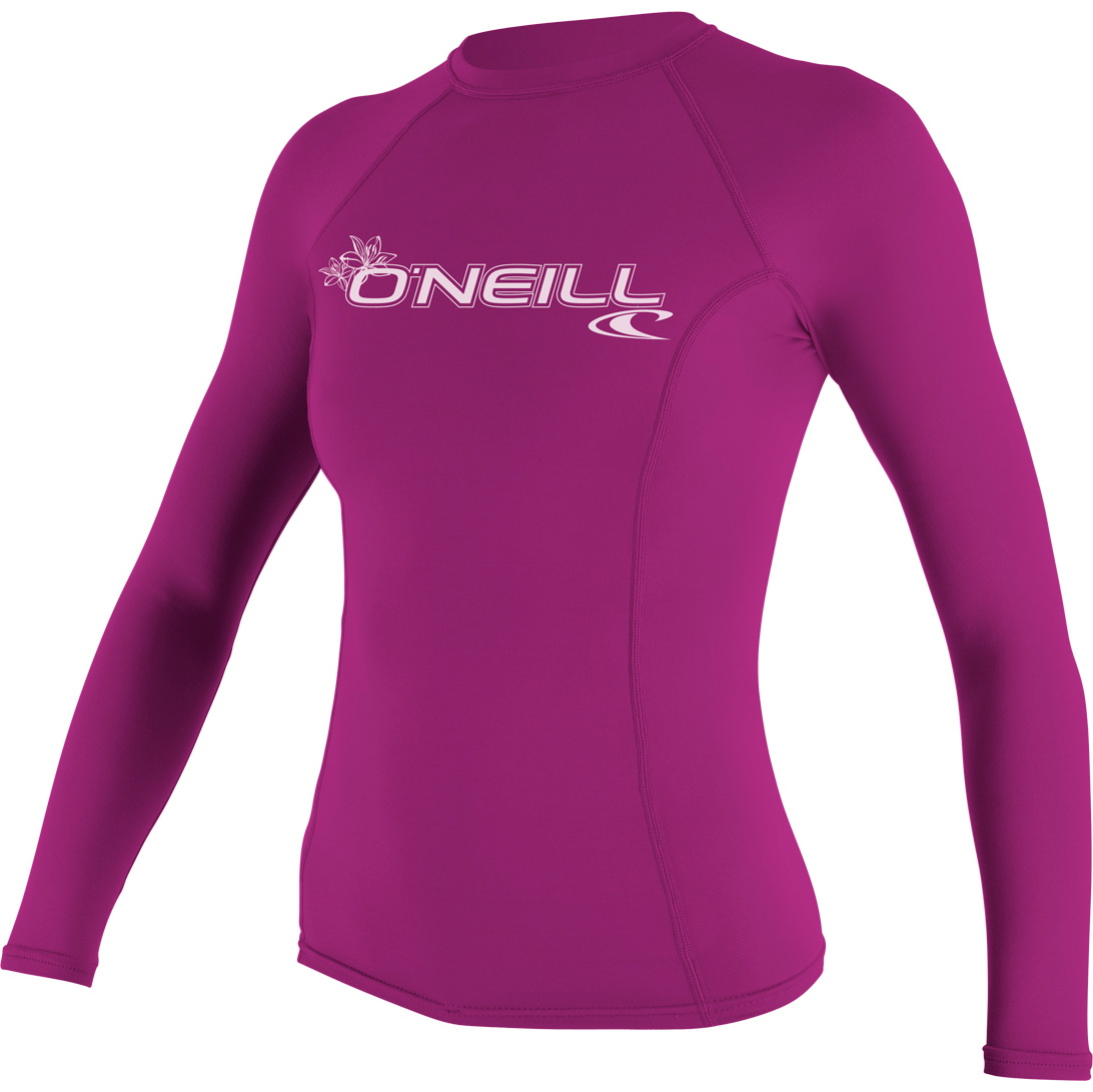 2026 O'neill Damesbasis Skins Lange Mouw Crew Lycra Vest 3549 - Vos Roze