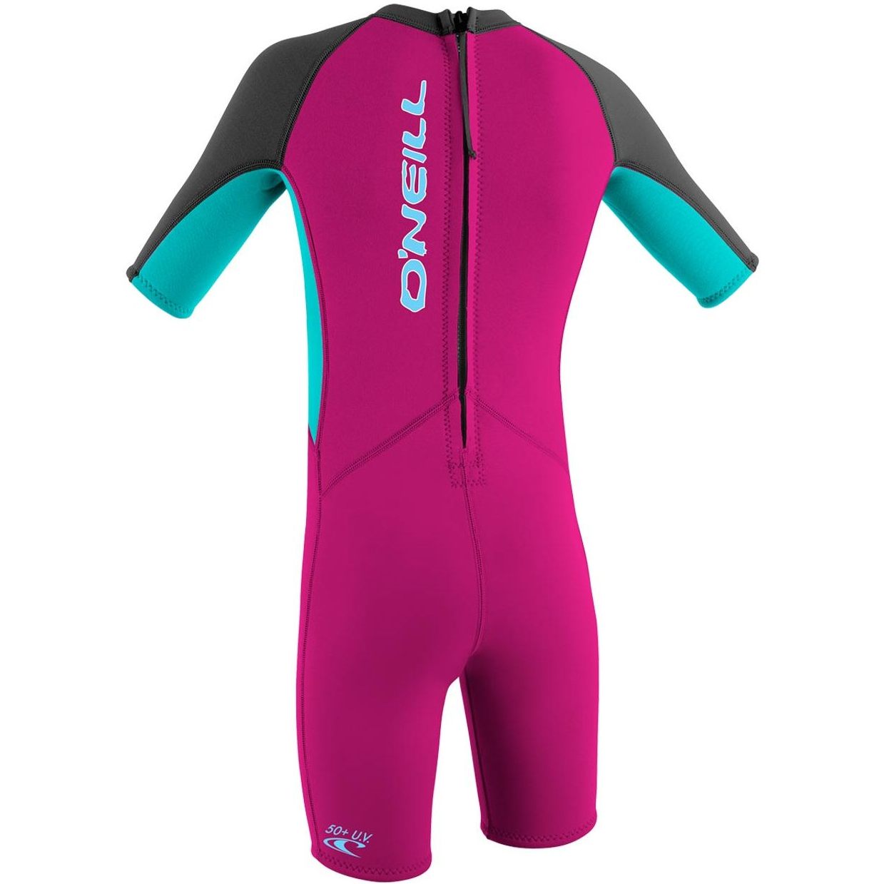 2026 O'Neill Peuter Reactor 2mm Rug Ritssluiting Shorty Wetsuit 4867G - Berry / Aqua / Graphite