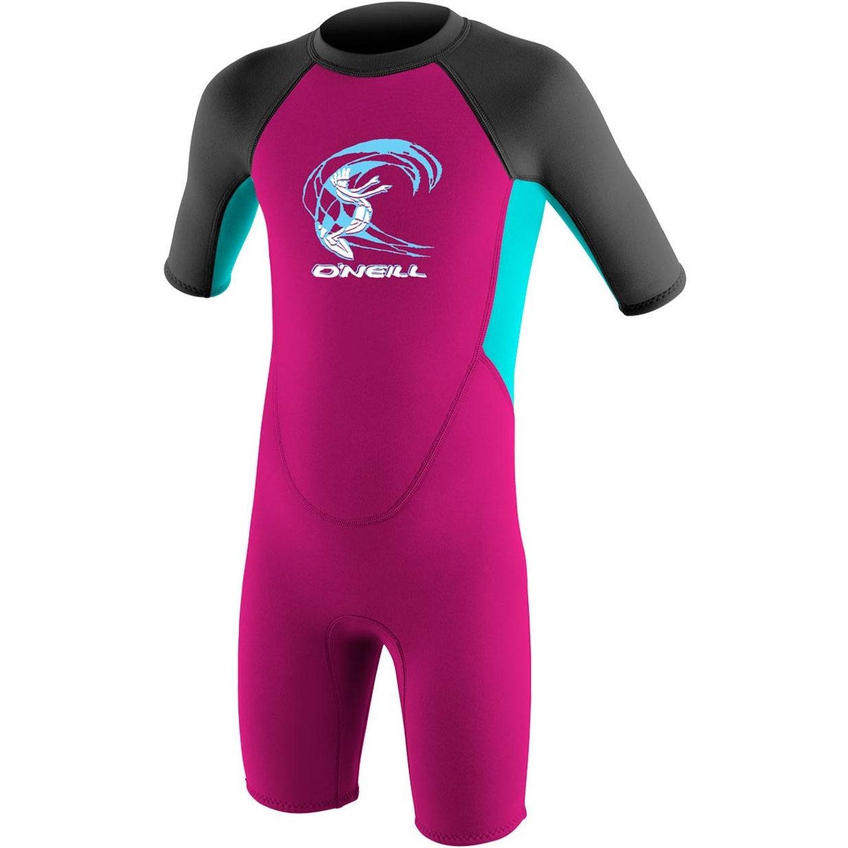 2026 O'Neill Peuter Reactor 2mm Rug Ritssluiting Shorty Wetsuit 4867G - Berry / Aqua / Graphite