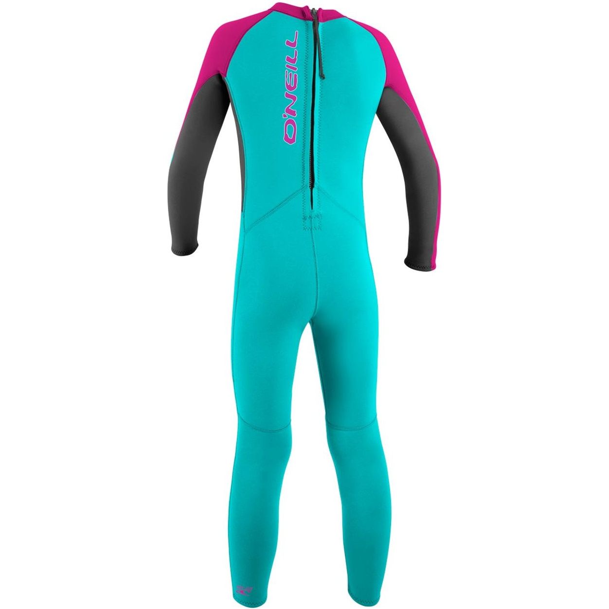 2026 O'Neill Peuter Reactor 2mm Rug Ritssluiting Wetsuit 4868 - Aqua / Berry