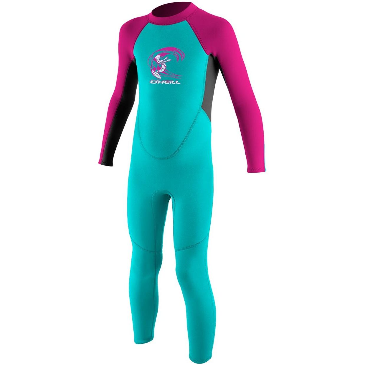 2026 O'Neill Peuter Reactor 2mm Rug Ritssluiting Wetsuit 4868 - Aqua / Berry