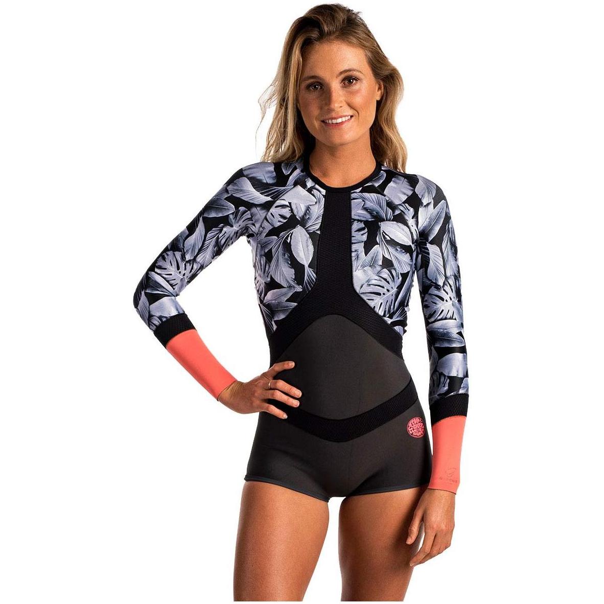 Rip Curl Madi Damesschoen 1 mm met lange mouwen Boyleg Shorty Wetsuit met korte mouwen CORAL WSP6CW
