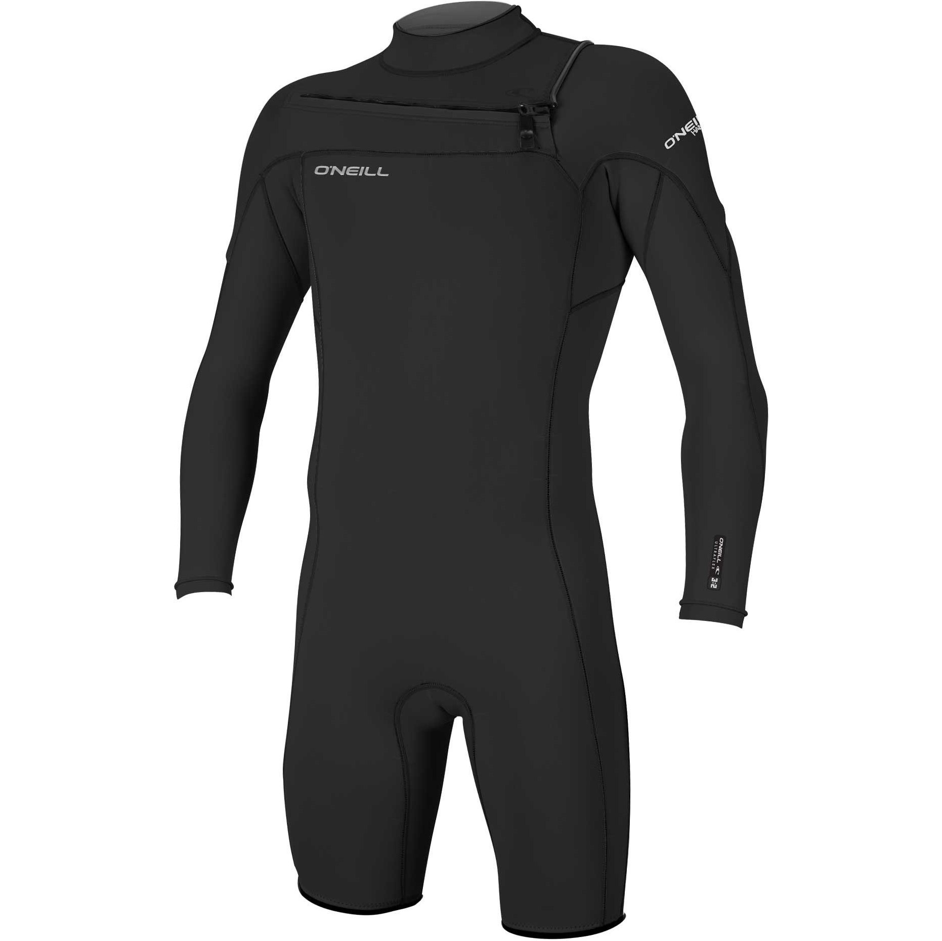 2026 O'Neill Heren Hammer 2mm Lange Mouwen Borst Ritssluiting Shorty Wetsuit 4928 - Black
