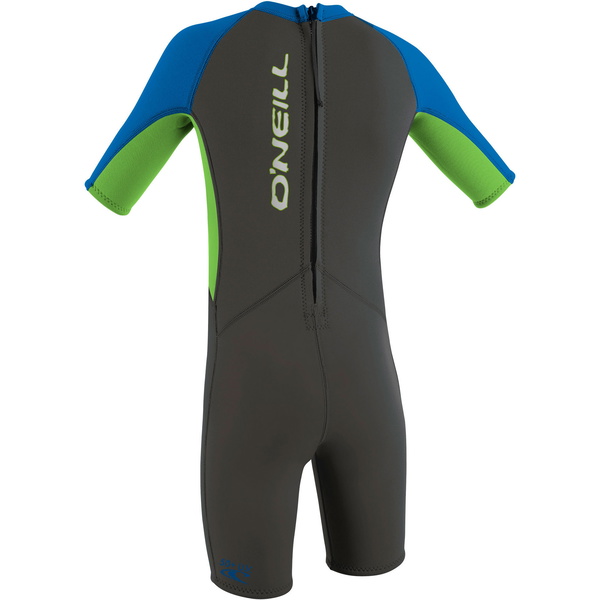 2026 O'Neill Peuter Reactor 2mm Rug Ritssluiting Shorty Wetsuit 4867 - Graphite / Dayglo / Ocean