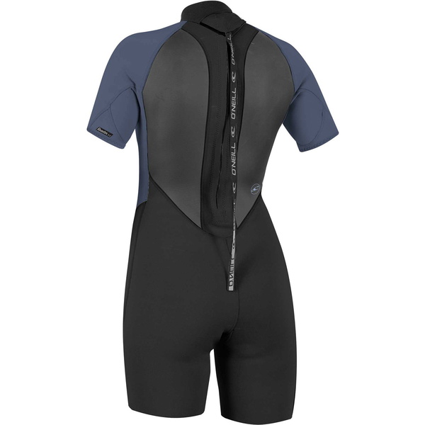 2025 O'Neill Dames Reactor II 2mm Rug Ritssluiting Shorty Wetsuit 5043 - Black / Mist