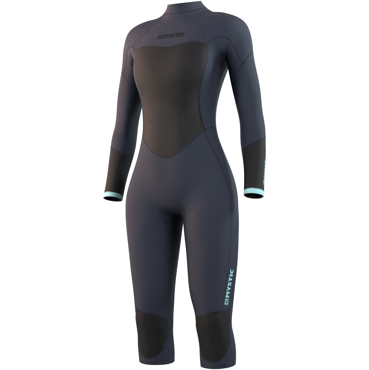 Mystic Dames Brand 3/2mm Lange Armen Korte Benen Rug Ritssluiting Wetsuit 21032 - Night Blue