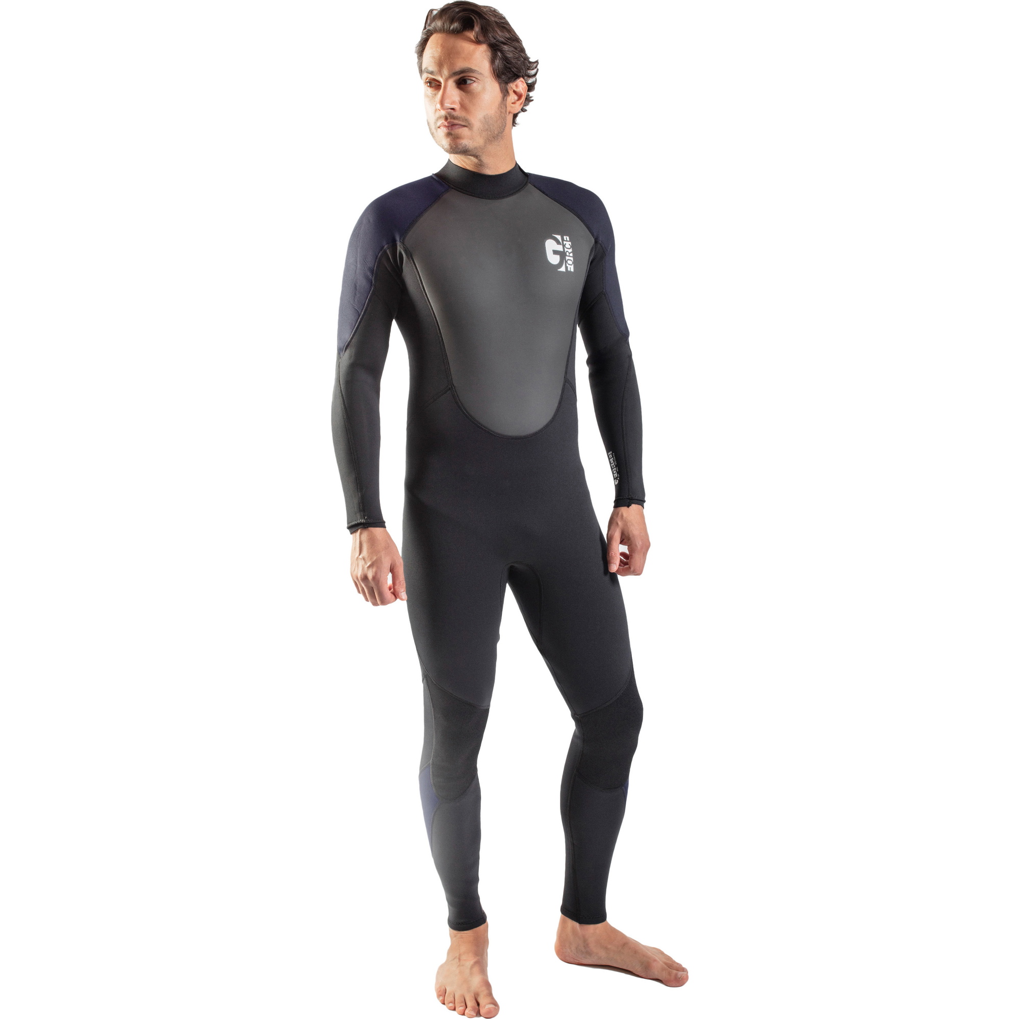 2026 Gul Heren G-Force 3mm Rug Ritssluiting Flatlock Wetsuit GF1305-B7 - Black / Navy