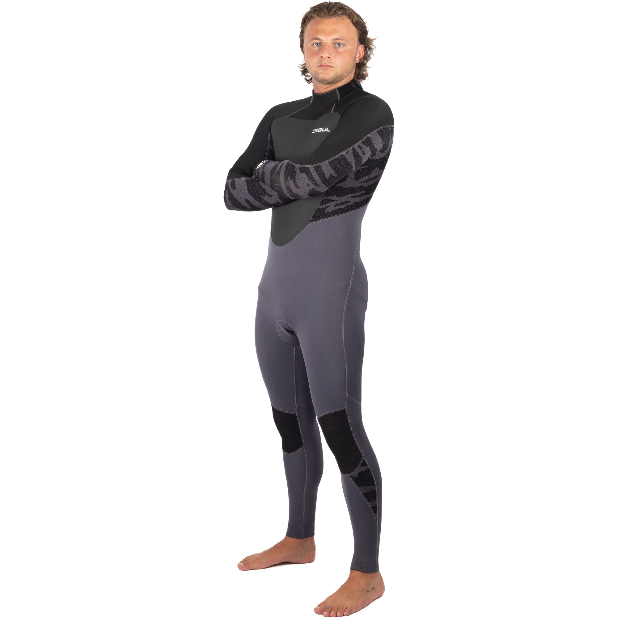 2025 Gul Heren Response 5/3mm Gbs Rug Ritssluiting Wetsuit RE1213-C1 - Grey / Black