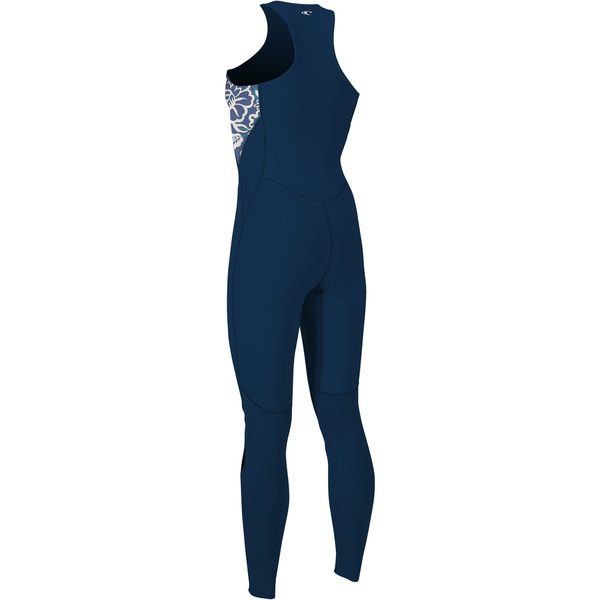 2024 O'Neill Women Bahia 1.5mm Voorkant Ritssluiting Long Jane Wetsuit 4860 - French Navy / Crisflor