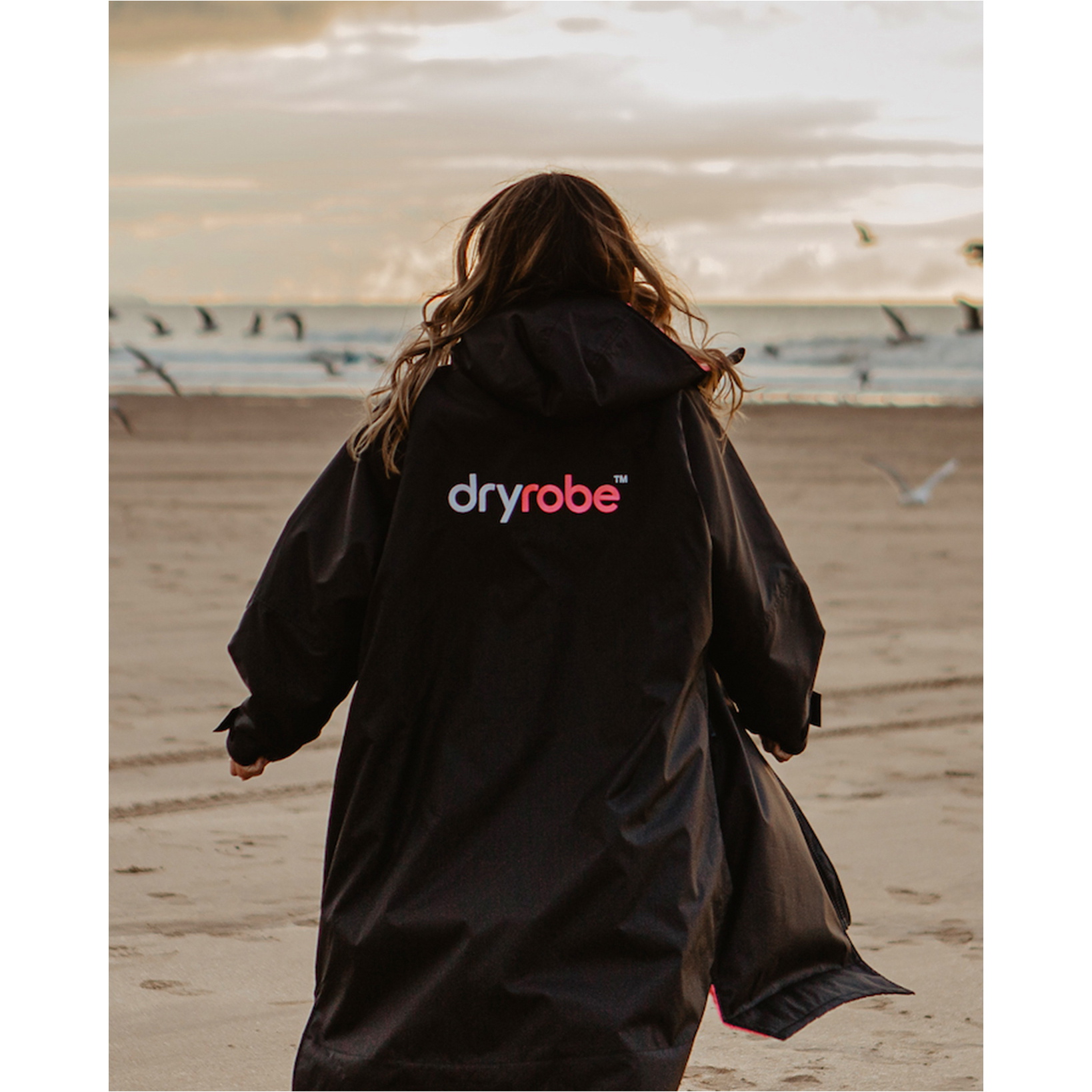 2026 Dryrobe Advance Omkleedjas Met Lange Mouwen DALSV3 - Black / Roze