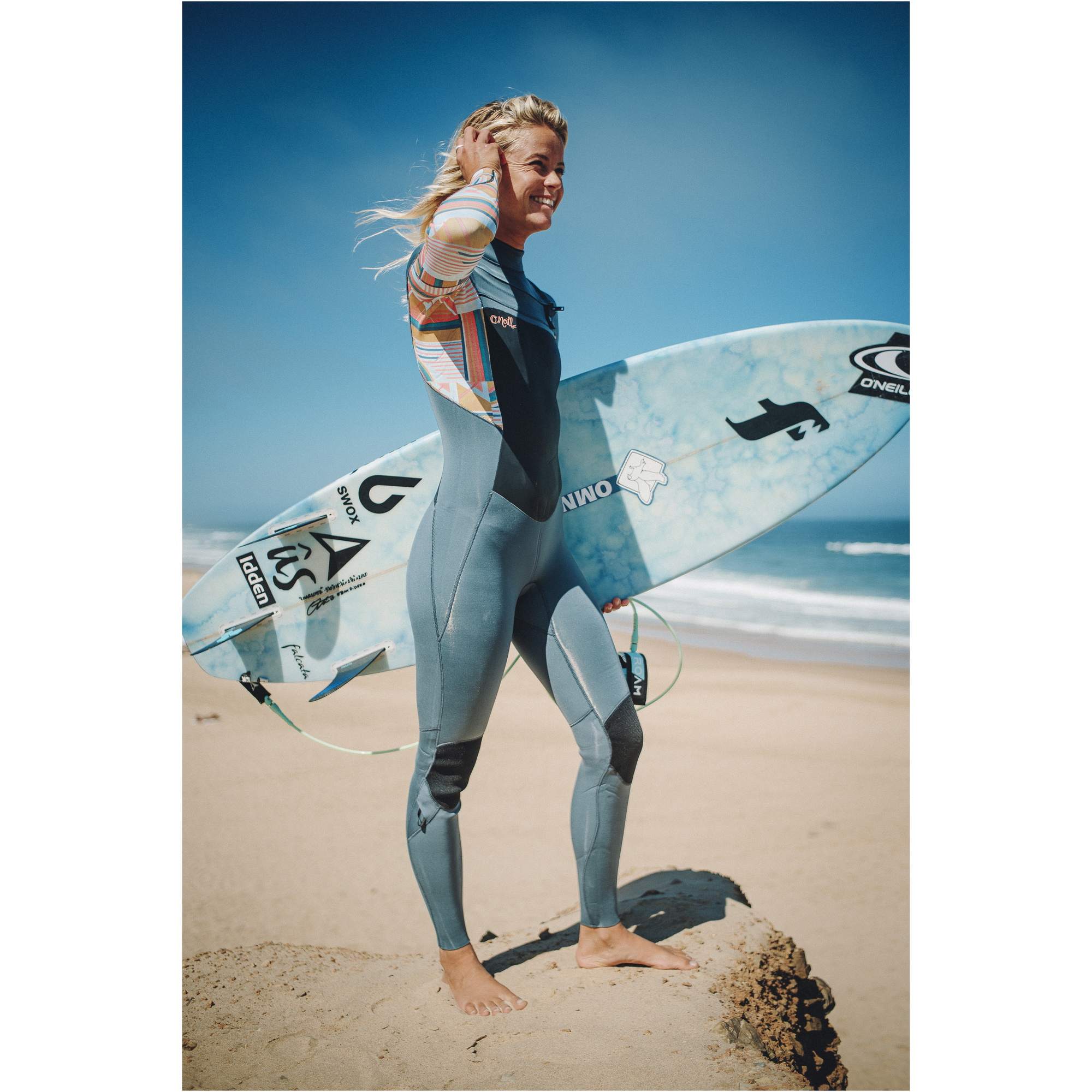 2024 O'Neill Dames Epic 4/3mm Borst Ritssluiting Wetsuit 5356 - Shade / Arta Geo