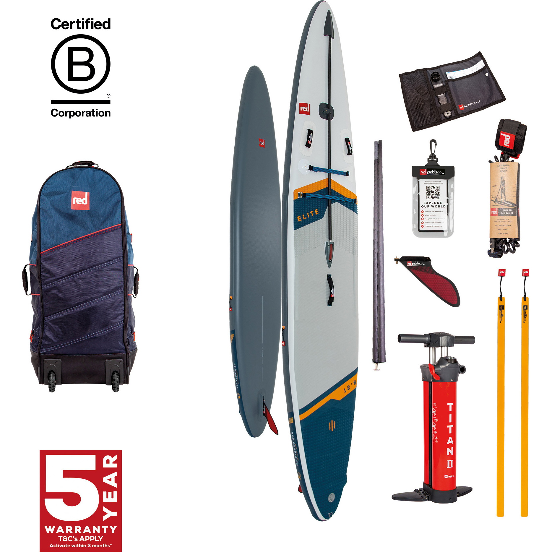 2026 Red Paddle Co 12'6'' Elite MSL Stand Up Paddle Board , Zak & Pomp 001-001-003-0037 - Wit