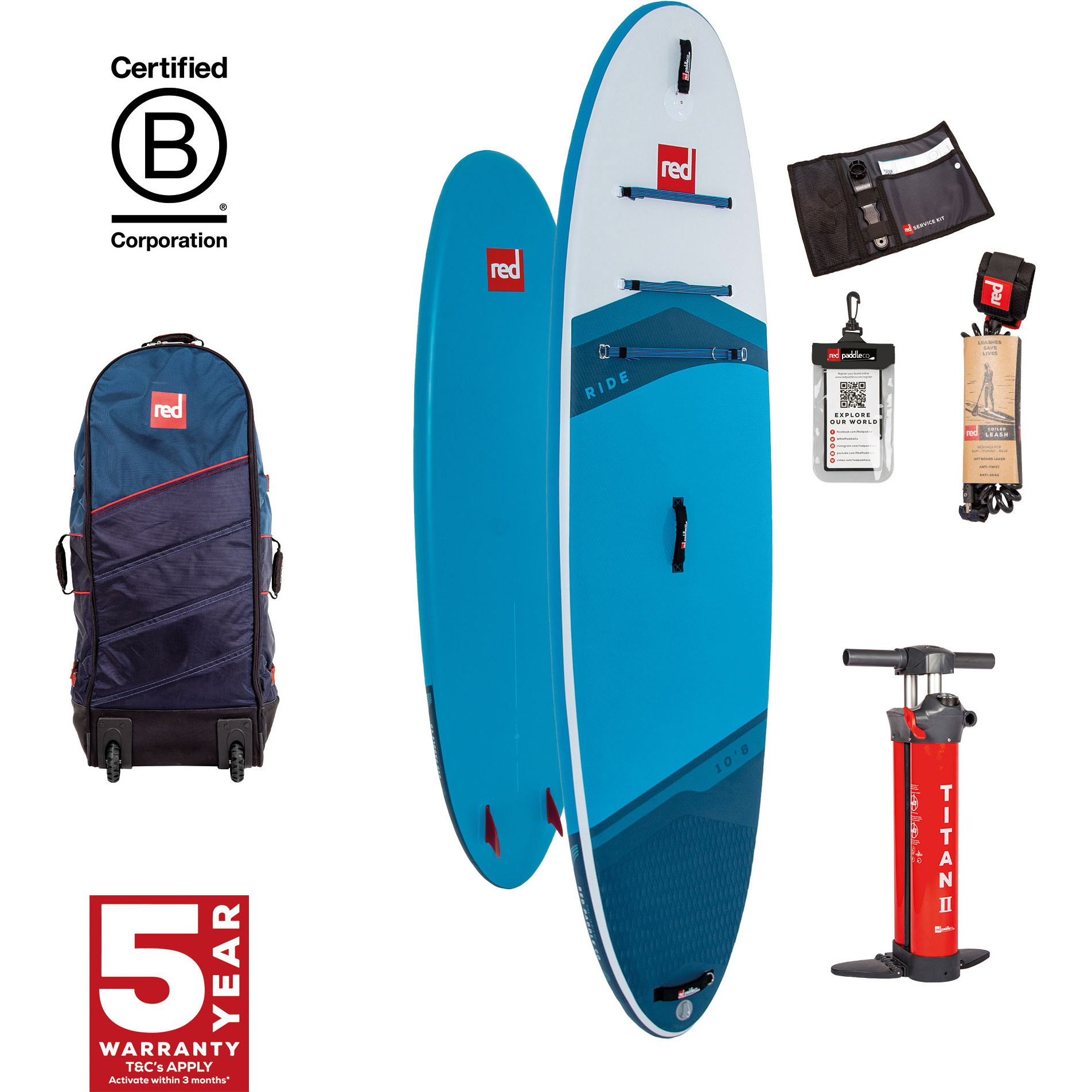 2026 Red Paddle Co 10'8'' Ride MSL Stand Up Paddle Board , Zak & Pomp 001-001-001-0101 - Blue
