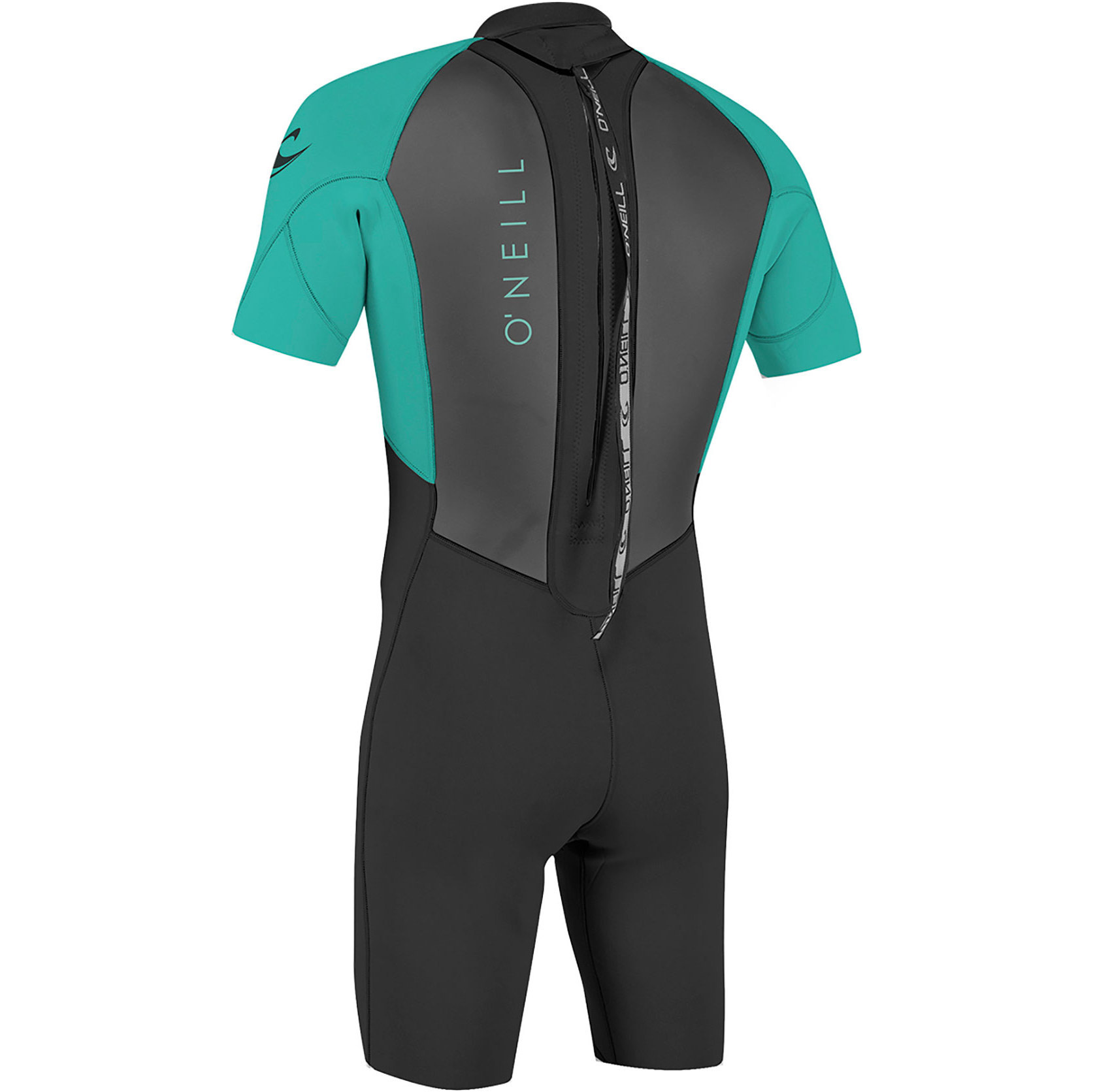 2025 O'Neill Youth Reactor II 2mm Rug Ritssluiting Shorty Wetsuit 5045 - Black / Aqua