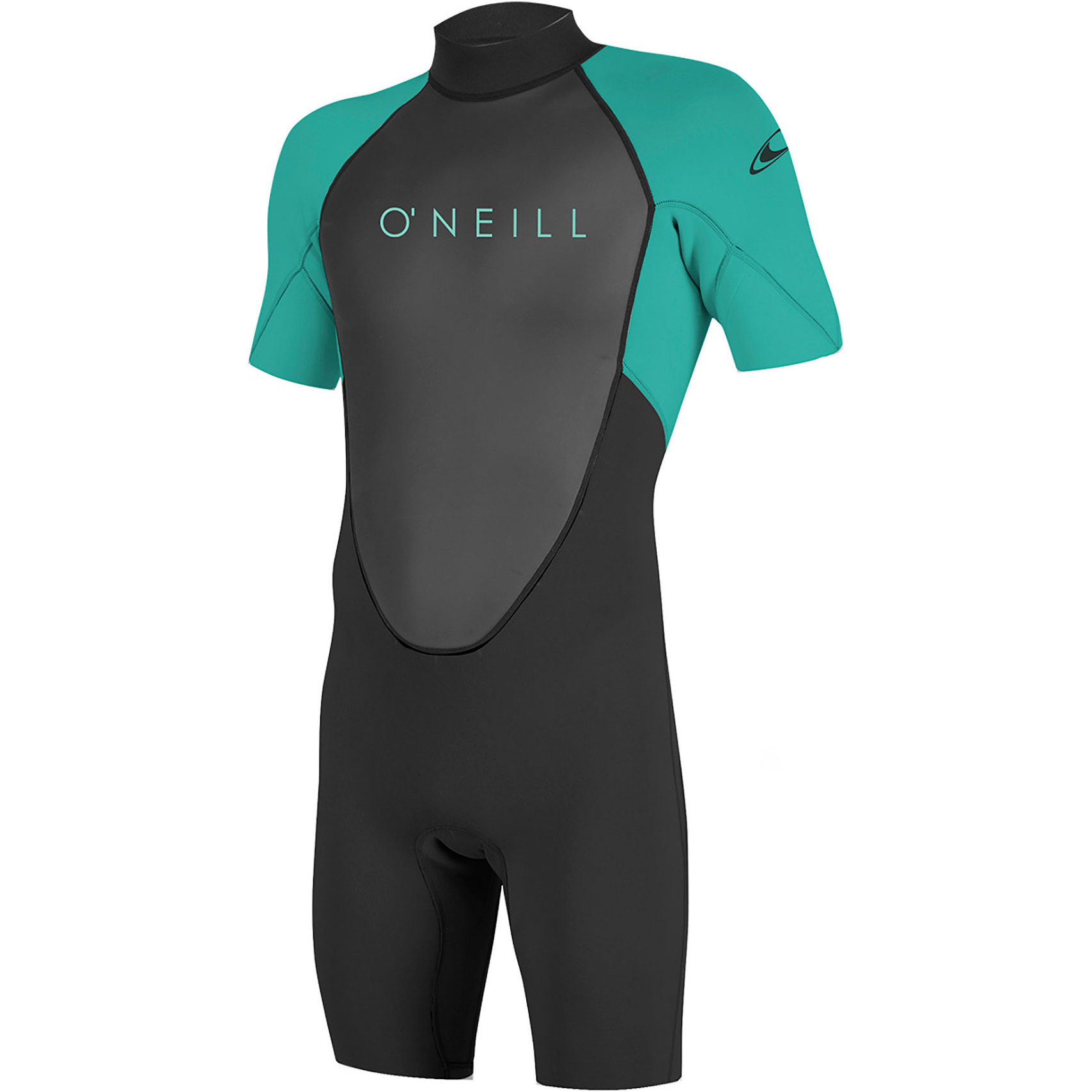 2025 O'Neill Youth Reactor II 2mm Rug Ritssluiting Shorty Wetsuit 5045 - Black / Aqua