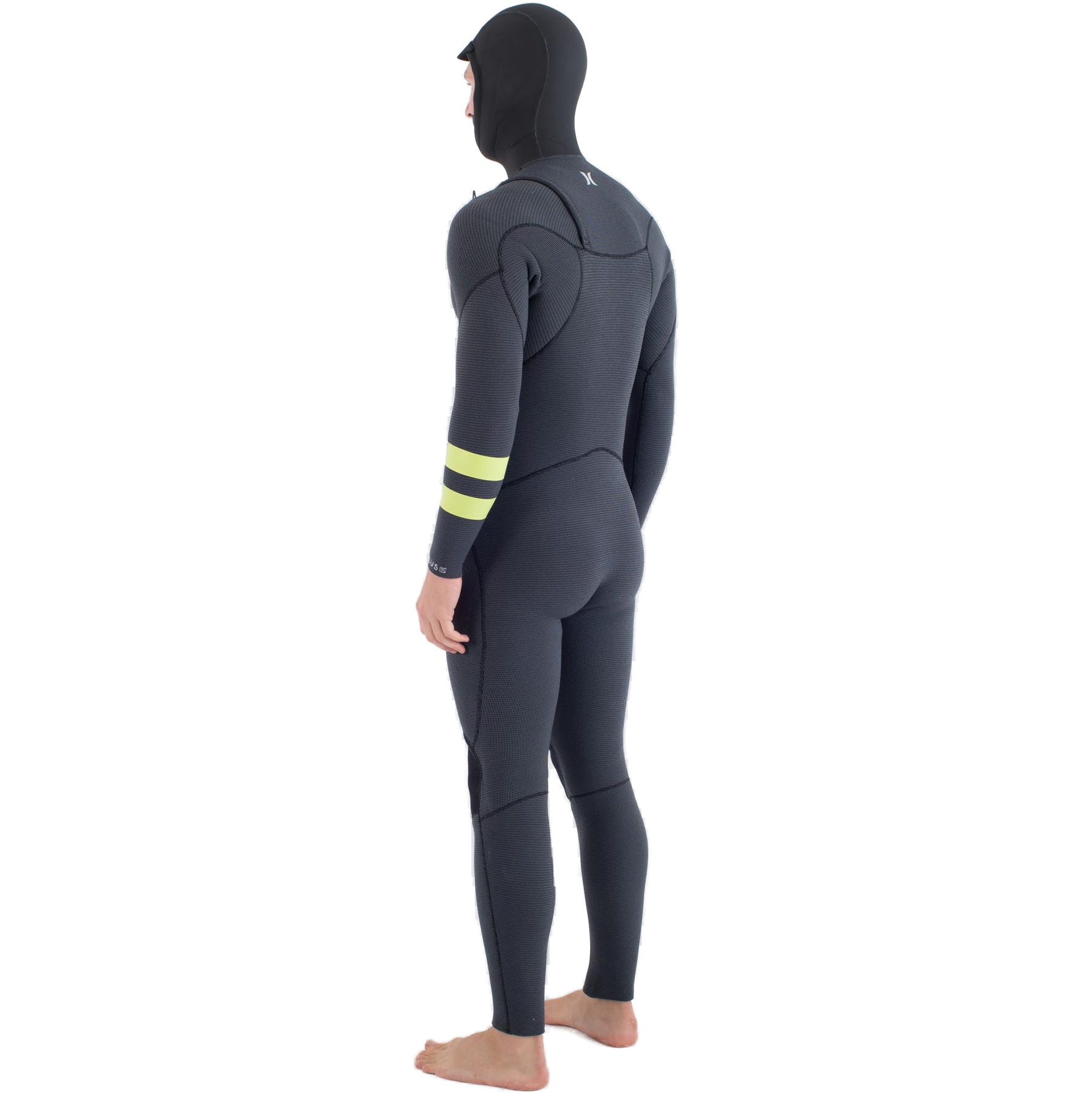 2025 Hurley Heren Plus 5/3mm Met Capuchon Borst Ritssluiting Wetsuit MFS0012543 - Black / Lemon