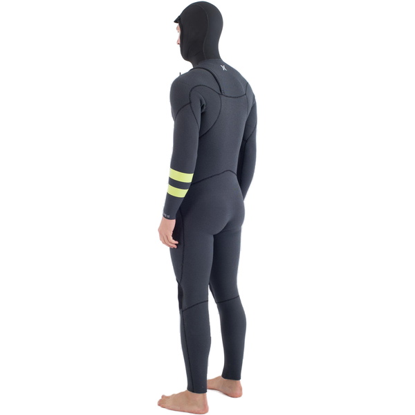 2025 Hurley Heren Plus 5/3mm Met Capuchon Borst Ritssluiting Wetsuit MFS0012543 - Black / Lemon