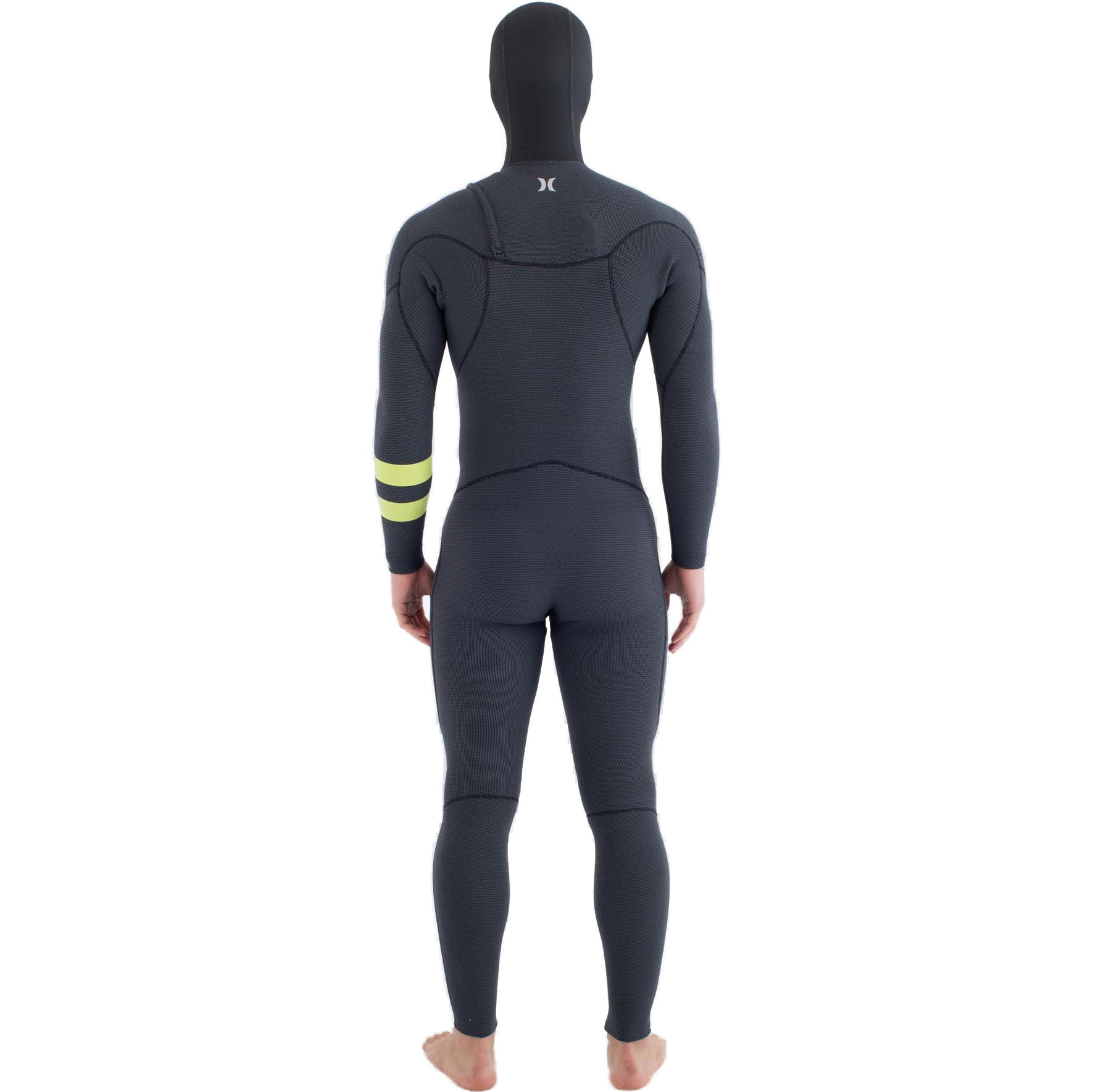 2025 Hurley Heren Plus 5/3mm Met Capuchon Borst Ritssluiting Wetsuit MFS0012543 - Black / Lemon