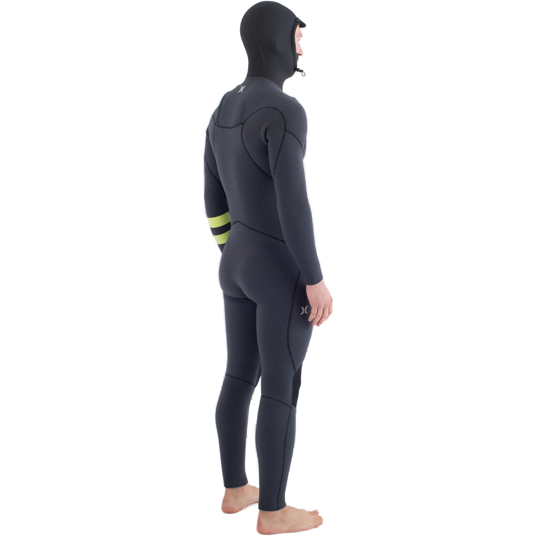 2025 Hurley Heren Plus 5/3mm Met Capuchon Borst Ritssluiting Wetsuit MFS0012543 - Black / Lemon