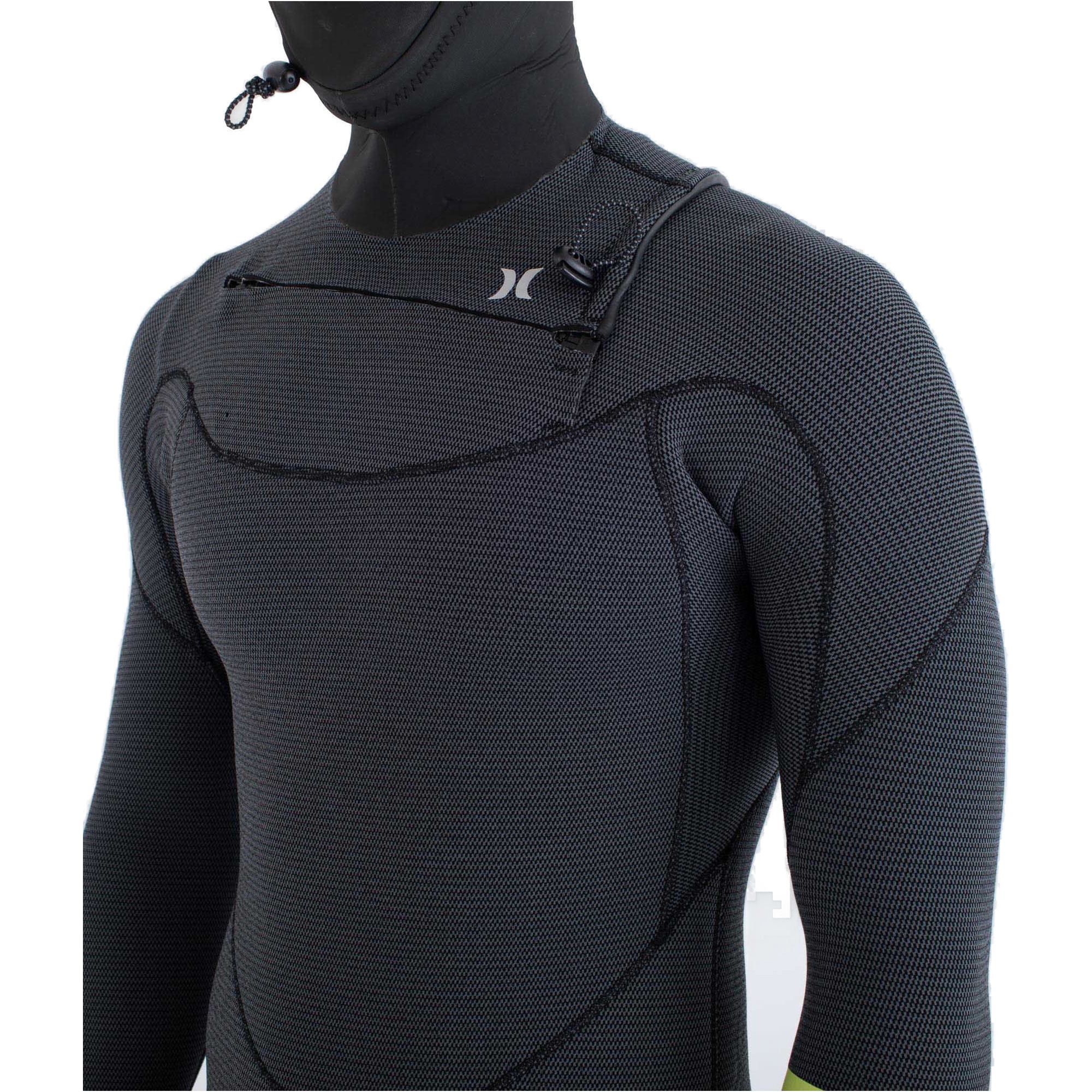 2025 Hurley Heren Plus 5/3mm Met Capuchon Borst Ritssluiting Wetsuit MFS0012543 - Black / Lemon