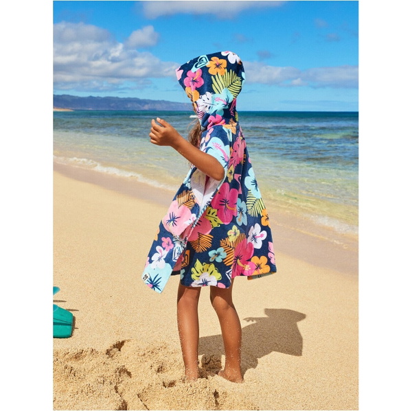 2026 Roxy Junior Stay Magical Bedrukte Handdoek Met Capuchon ERLAA03064 - Mood Indigo Morning Flowers Tw