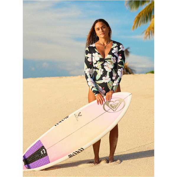 2026 Roxy Dames Beach Classic Surfpak Met Lange Mouwen ERJWR03923 - Anthracite Spring Charming