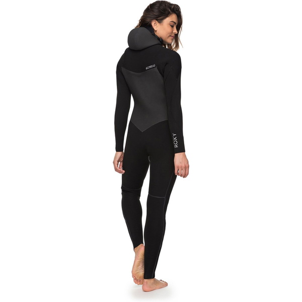 2018 Roxy Womens Performance 5/4 / 3mm Hooded Chest Zip Wetsuit Zwart ERJW203003