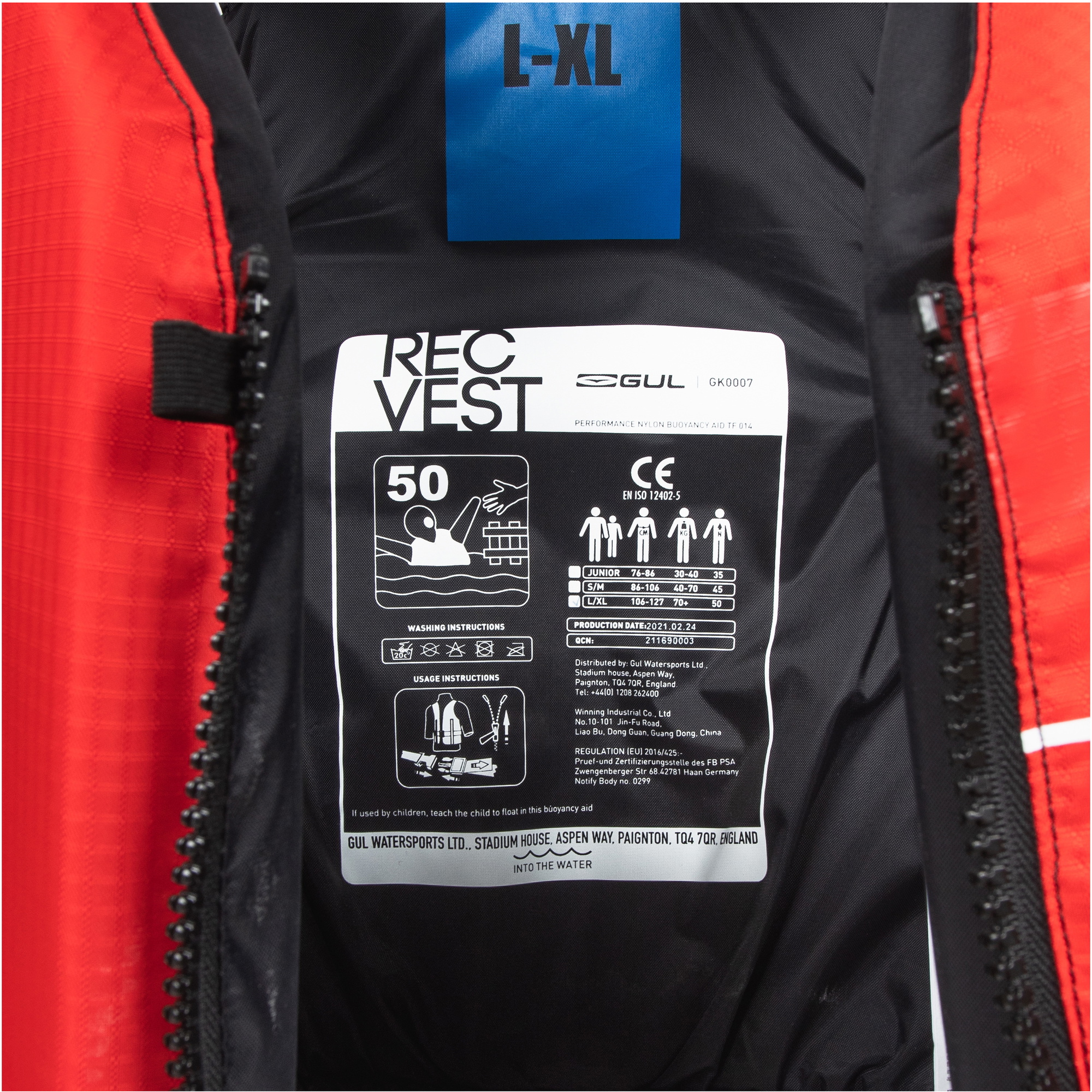2026 Gul Junior Recreatievest Zwemvest Gk0007-B7 - Red / Black