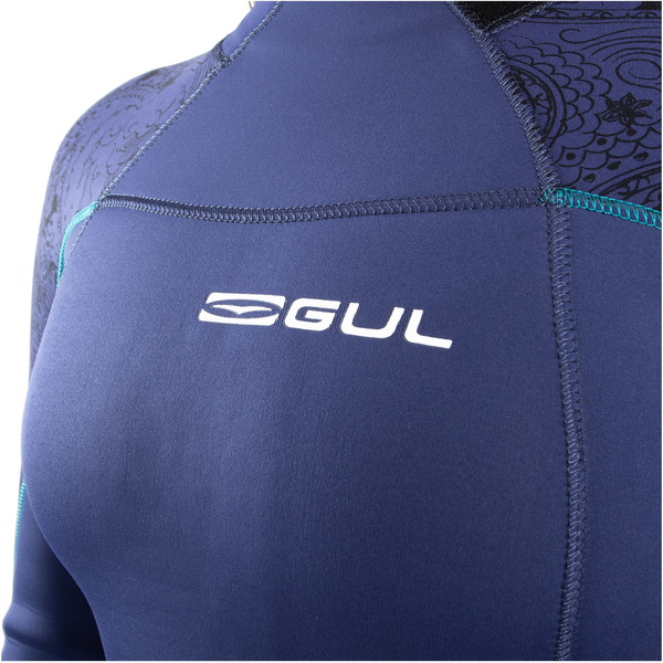 Gul Dames Response 4/3mm Gbs Rug Ritssluiting Wetsuit RE1248-C1 - Blue / Paisley