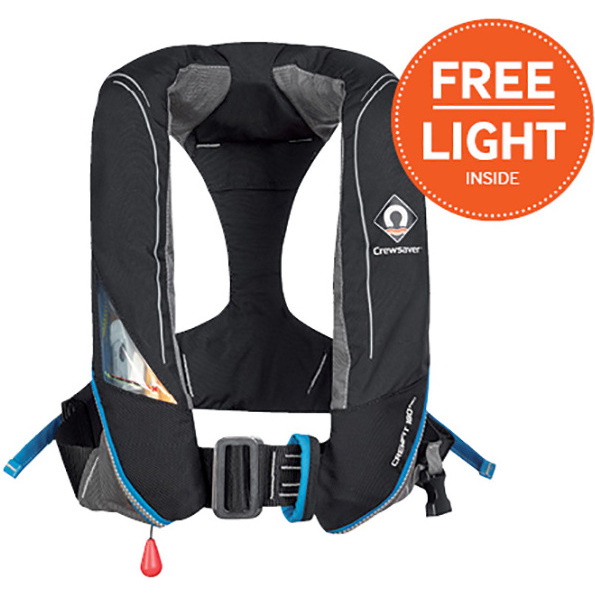 2026 Crewsaver Crewfit 180N Pro automatisch met harnas Zwemvest Zwart 9025BKA + GRATIS LICHT