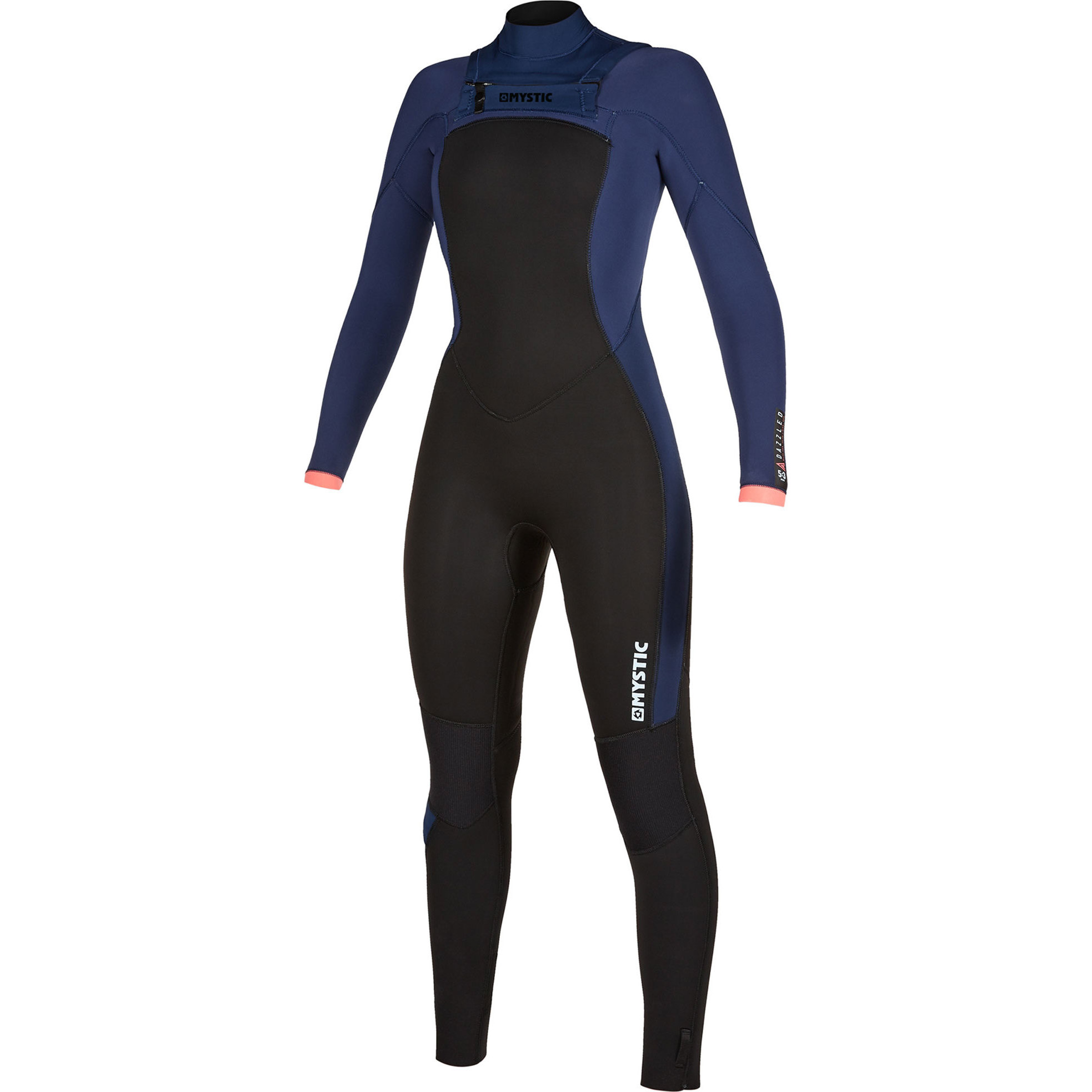 2019 Mystic Dames Verblind 3/2 Dubbel Borstpak Met Dubbele Chest Zip 200023 - Navy