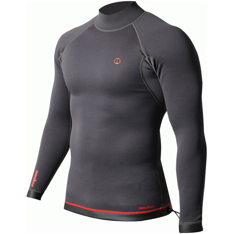 2026 Nookie Heren Ti 1mm Lange Mouwen Wetsuit Top NE12 - Black / Red