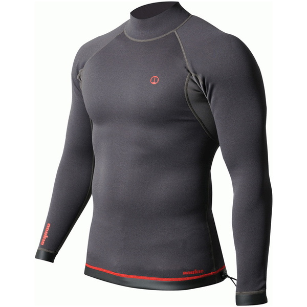 2026 Nookie Heren Lange Mouw Wetsuit Top NE12 - Black / Rood
