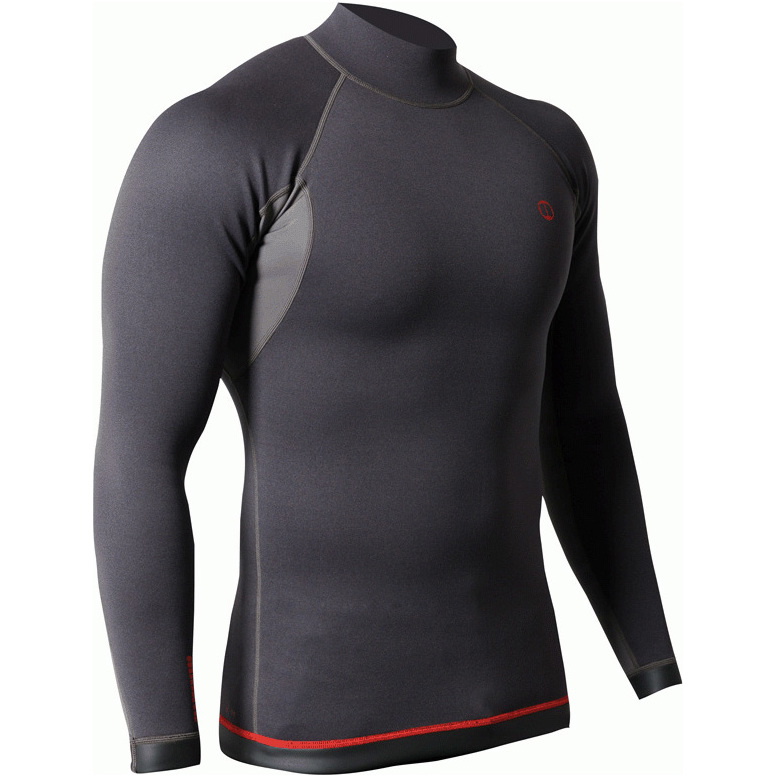 2026 Nookie Heren Ti 1mm Lange Mouwen Wetsuit Top NE12 - Black / Red