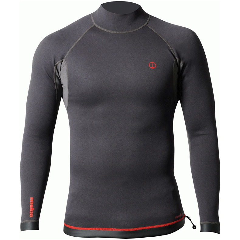 2026 Nookie Heren Ti 1mm Lange Mouwen Wetsuit Top NE12 - Black / Red