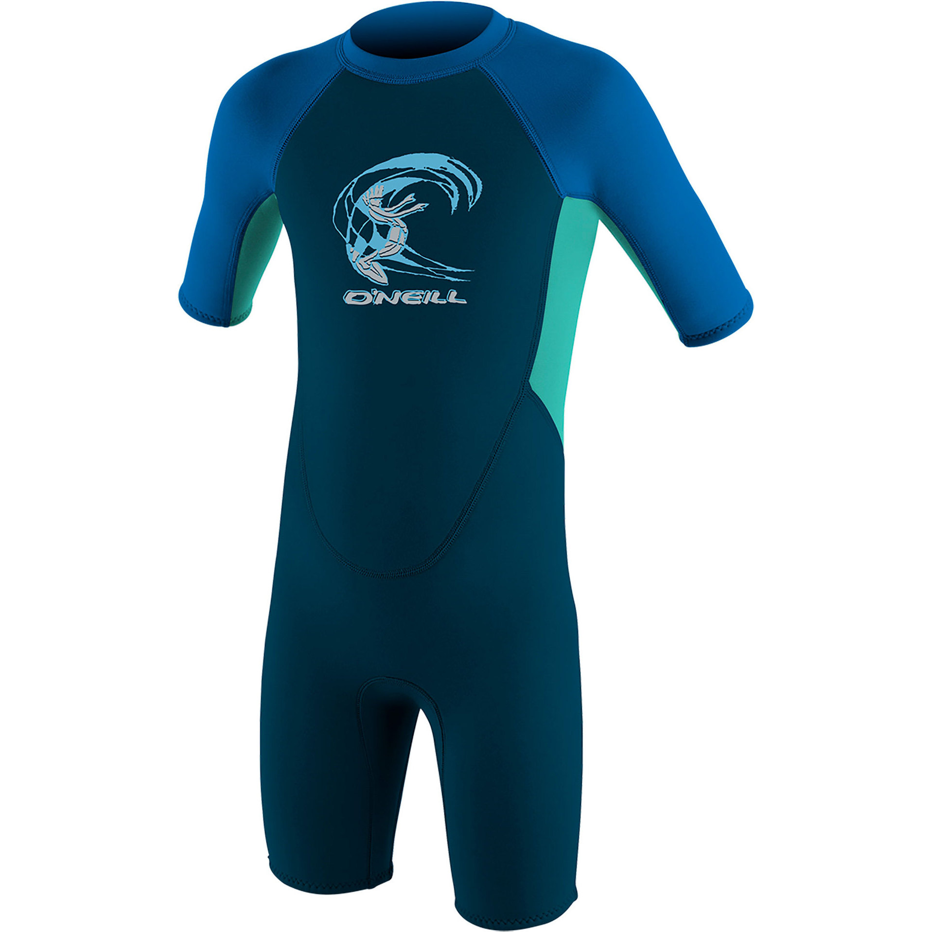 2026 O'Neill Peuter Reactor 2mm Rug Ritssluiting Shorty Wetsuit 4867 - Slate / Aqua / Ocean