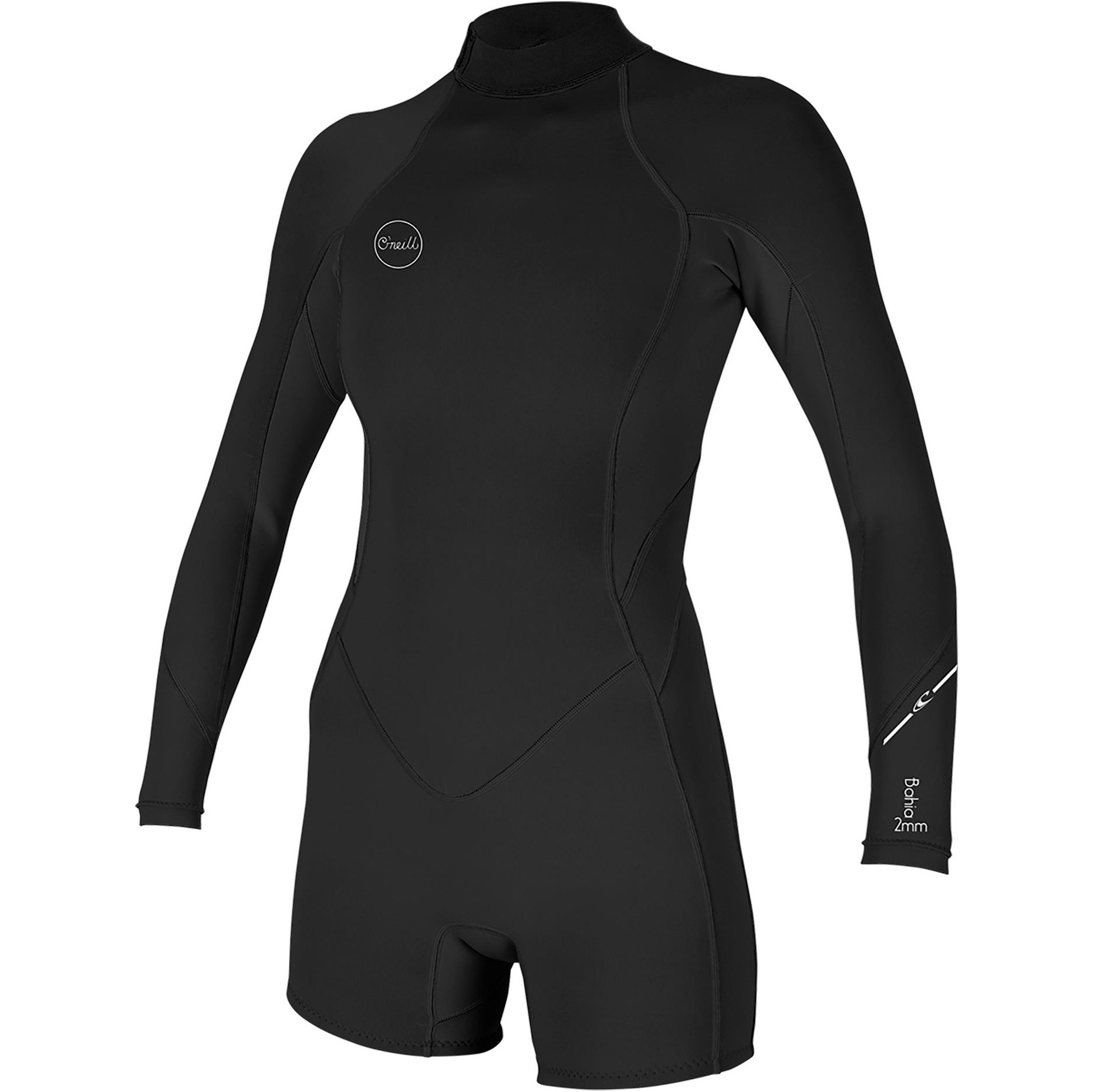 2026 O'Neill Dames Bahia 2/1mm Shorty Back Zip Shorty Mouw Wetsuit Zwart 5291