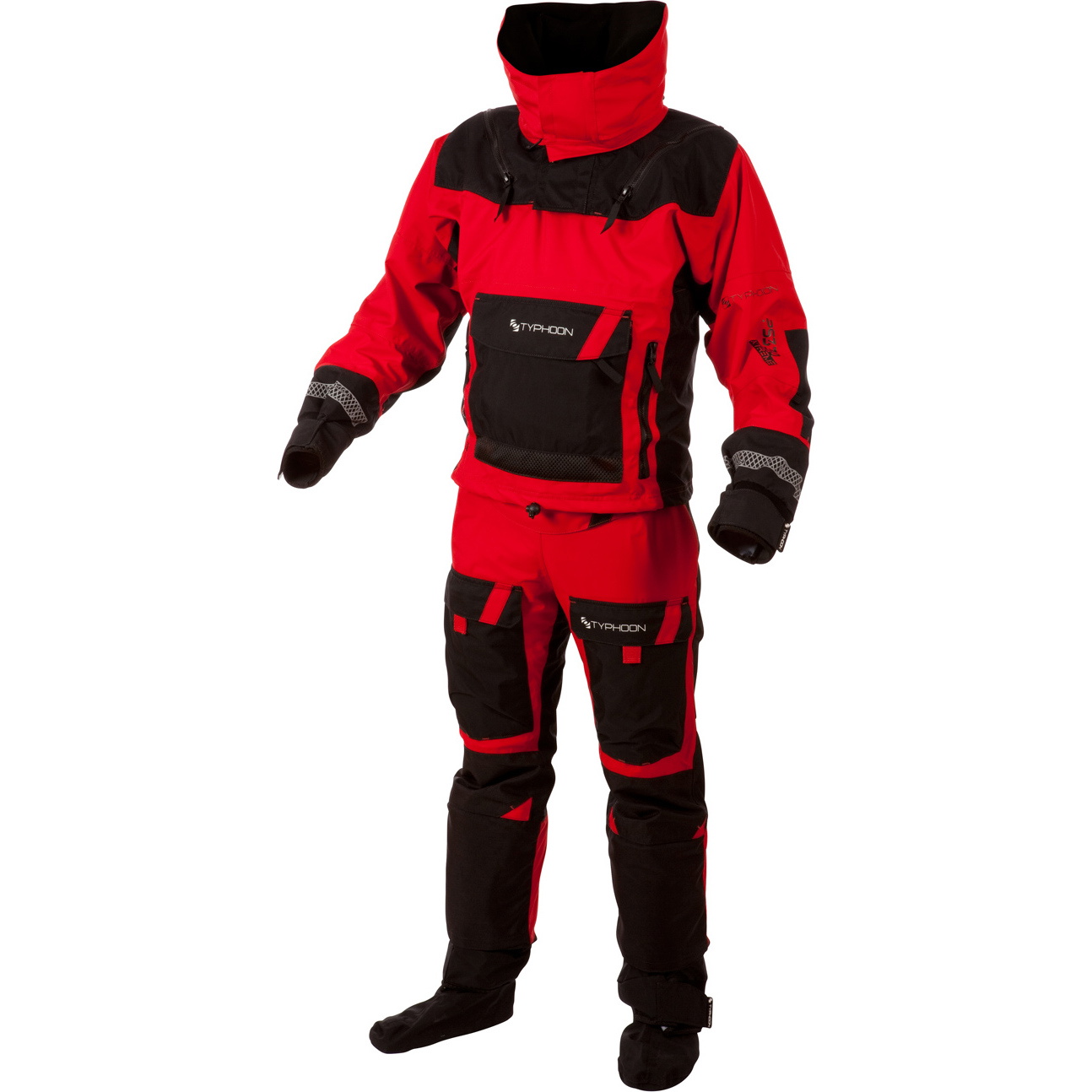 2019 Typhoon PS330 Xtreme Kayak / Ocean Sailing Drysuit + Con Zip Black / Red 100151