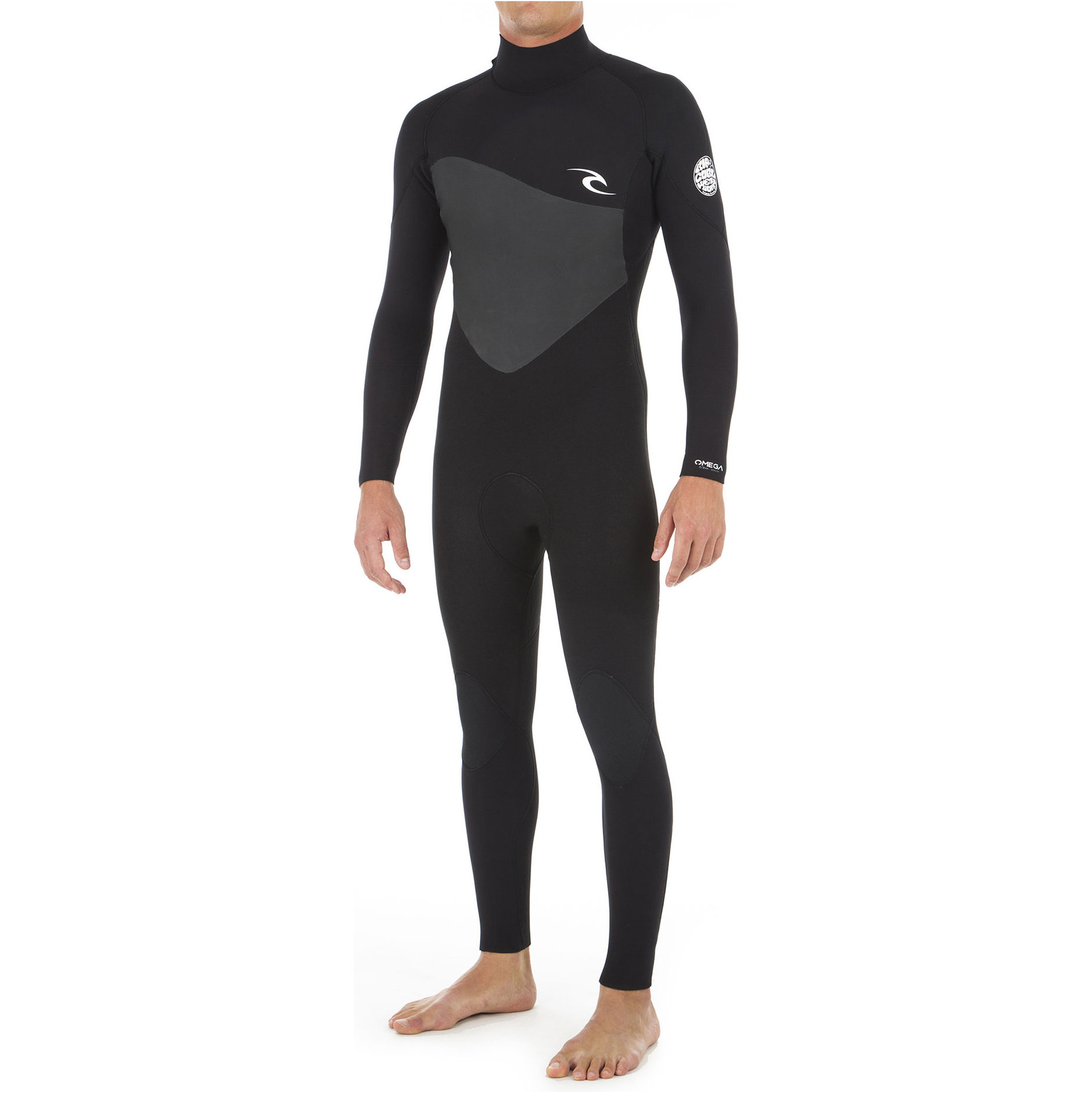 2019 Rip Curl Heren Omega 3/2mm Flatlock Back Zip Wetsuit Zwart WSM8km