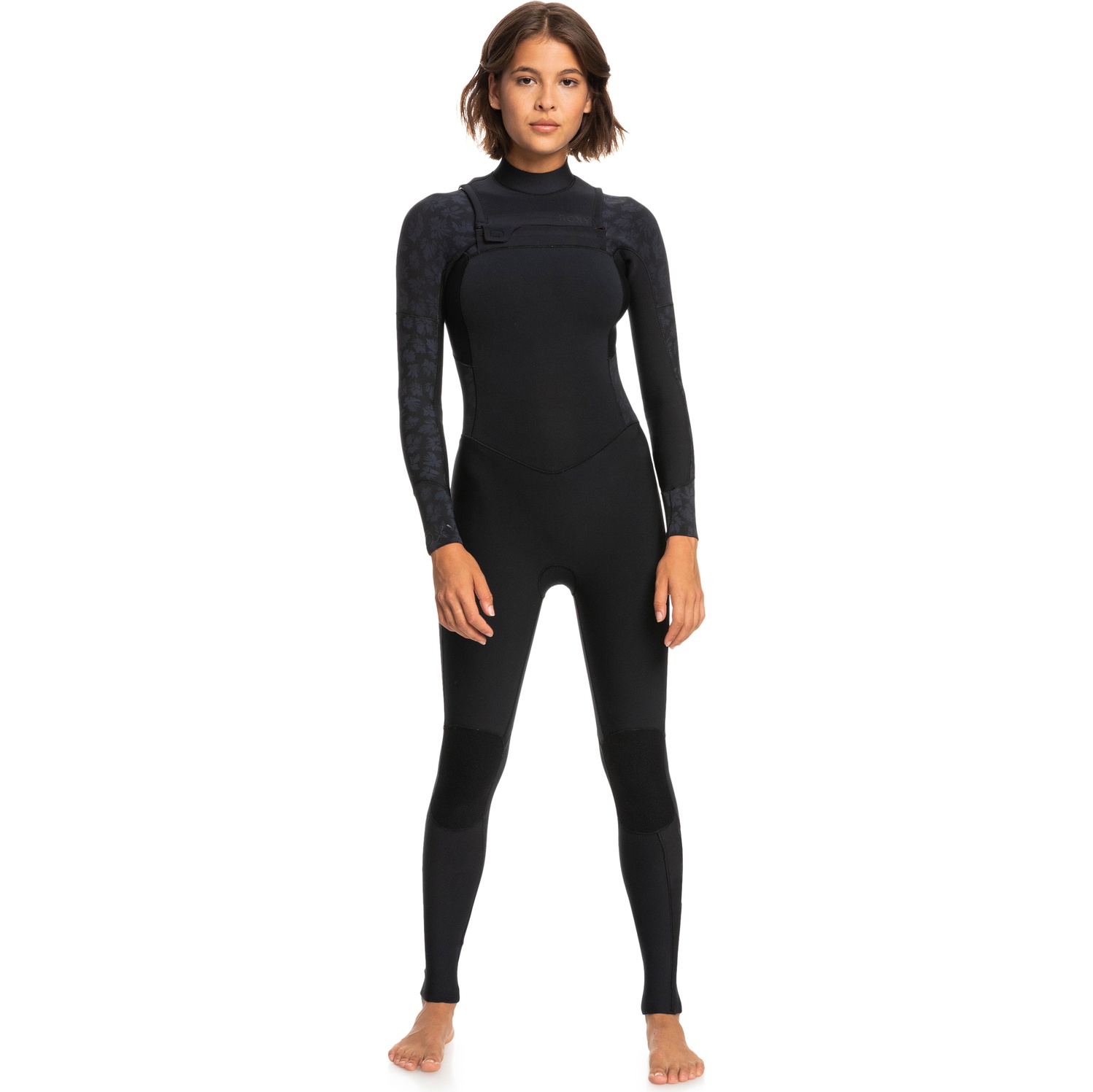 2026 Roxy Dames Swell Series 3/2mm Borst Ritssluiting Wetsuit ERJW103122 - Black