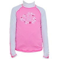 Junior Long Sleeved Surf Rash Vest in ROZE / Witte