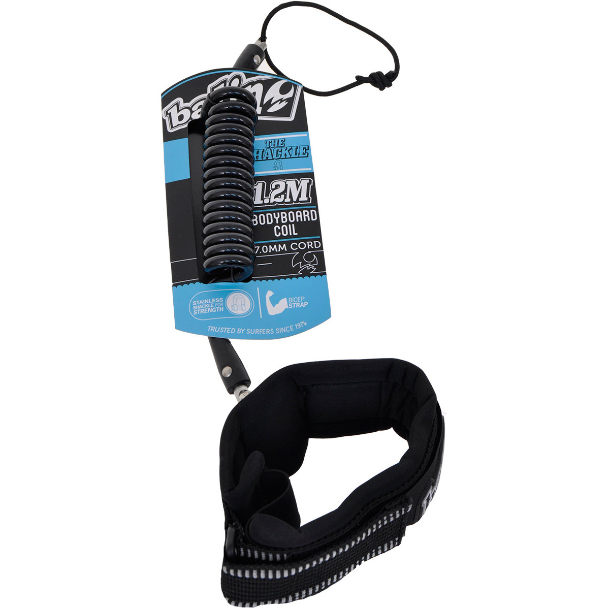 Balin The Balin Dubbele Draaibare Biceps-spoel 1,2 M Bodyboard Riem Zwart - Groot