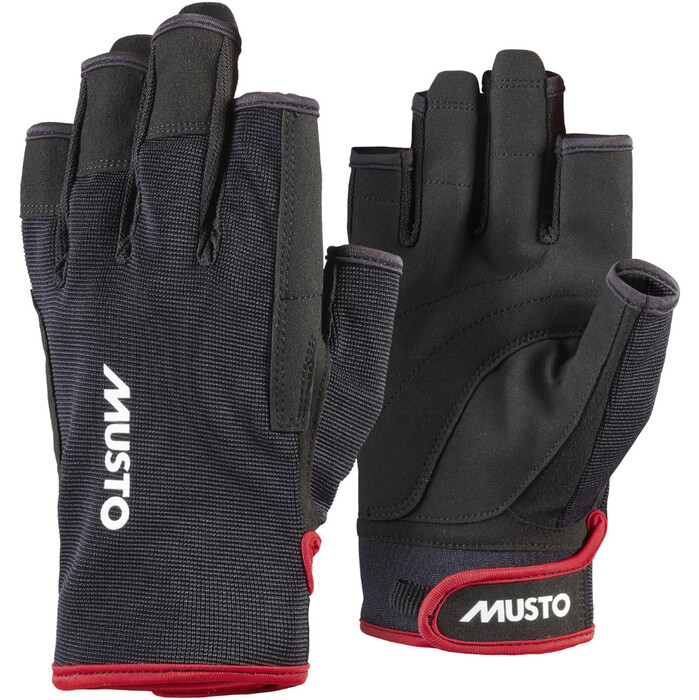 2025 Musto Essential Sailing Short Finger Gloves 86118 Black
