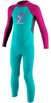 2026 ONeill Peuter Reactor 2mm Rug Ritssluiting Wetsuit 4868 - Aqua / Berry