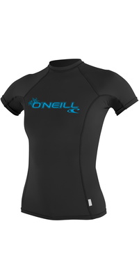 2026 Oneill Damesbasis Skins Korte Mouw Crew Lycra Vest 3548 - Zwart